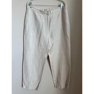 Covington Classic Flax Khaki Linen Blend Cropped Pants Womens Sz 14 Vintage 90s